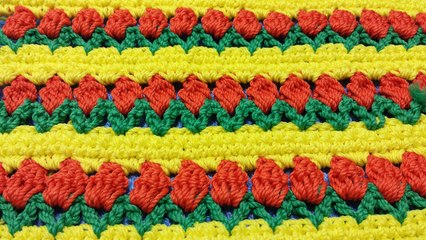 Cara Merajut Motif Bunga Tulip