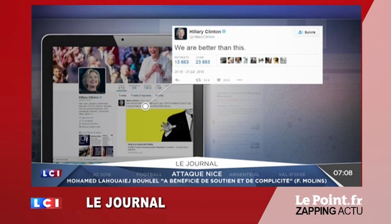 Clinton à Trump : "Nous valons mieux que ça" - Le zapping du 22 juillet