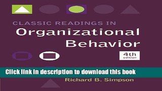 Read Books Classic Readings in Organizational Behavior PDF Online