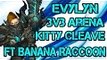 Evylyn - 6.1 level 100 Arms Warrior 3v3 Arena Kitty Cleave ft Banana Raccoon wow wod warrior pvp