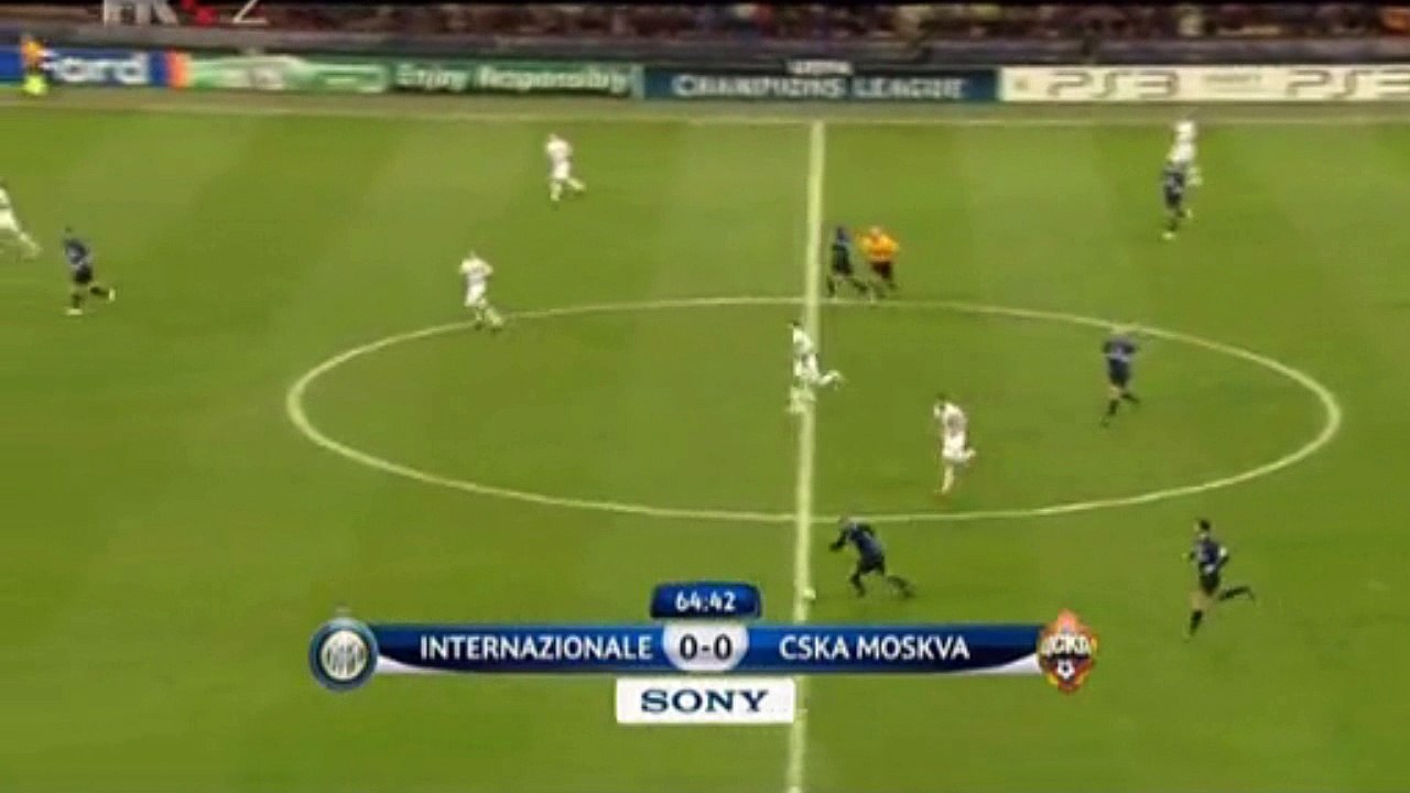 اهداف مباراة انتر ميلان و سيسكا موسكو 1-0 ذهاب ربع نهائي دوري الابطال 2010