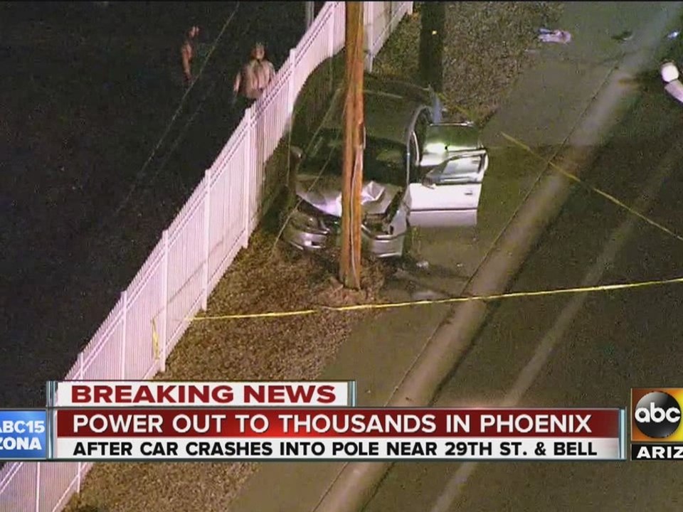 Five hospitalized after car crashes into pole