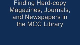 Using Periodicals at MCC - Part 1