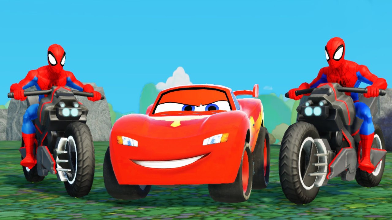 Spiderman Disney Cars Pixar Nursery Rhymes w- Lightning McQueen (Songs for Children with Action) HD