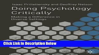 Books Doing Psychology Critically: Making a Difference in Diverse Settings Full Online
