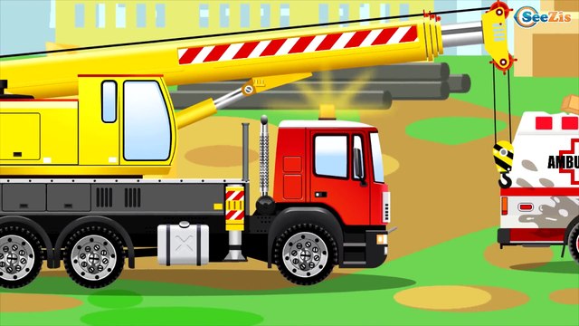 Koparka - Samochodziki dla dzieci | Żuraw i Ciężarówka - Bajki dla dzieci po polsku