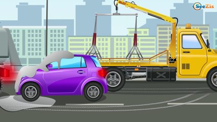 The Tow Truck & Car Service - Cartoons for children - Service Vehicles Cartoon for kids