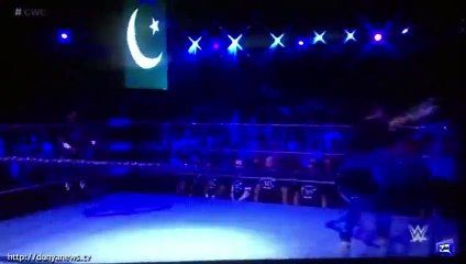 Amazing Entry Of First Pakistani Wrestler With Pakistan Flag In WWE