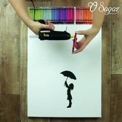 Esta obra de arte so requer lápis de cera e um secador. Acredita? Ora veja!