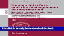 Read Human Interface and the Management of Information. Methods, Techniques and Tools in