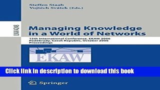 Read Managing Knowledge in a World of Networks: 15th International Conference, EKAW 2006,