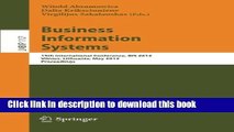 Read Business Information Systems: 15th International Conference, BIS 2012, Vilnius, Lithuania,