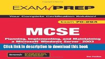 Read MCSE 70-294 Exam Prep: Planning, Implementing, and Maintaining a Microsoft Windows Server