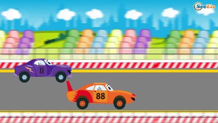 Dibujo animado - Tractor, Coche de Policía, Camión de Bomberos, Grúa - Videos para niños