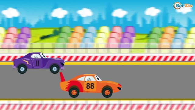 Dibujo animado - Tractor, Coche de Policía, Camión de Bomberos, Grúa - Videos para niños