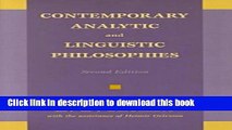 Download Contemporary Analytic and Linguistic Philosophies  PDF Online