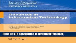 Read Advances in Information Technology: Third International Conference, IAIT 2009, Bangkok,