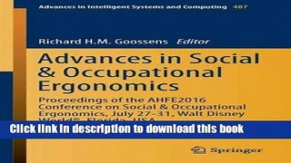 Read Advances in Social   Occupational Ergonomics: Proceedings of the Ahfe 2016 International