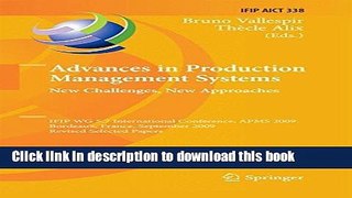 Read Advances in Production Management Systems: New Challenges, New Approaches: International IFIP