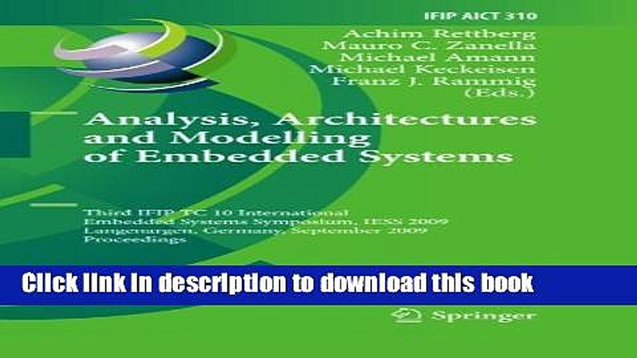 Read Analysis, Architectures and Modelling of Embedded Systems: Third IFIP TC 10 International