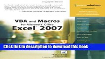 Read VBA and Macros for Microsoft Office Excel 2007 Ebook Free