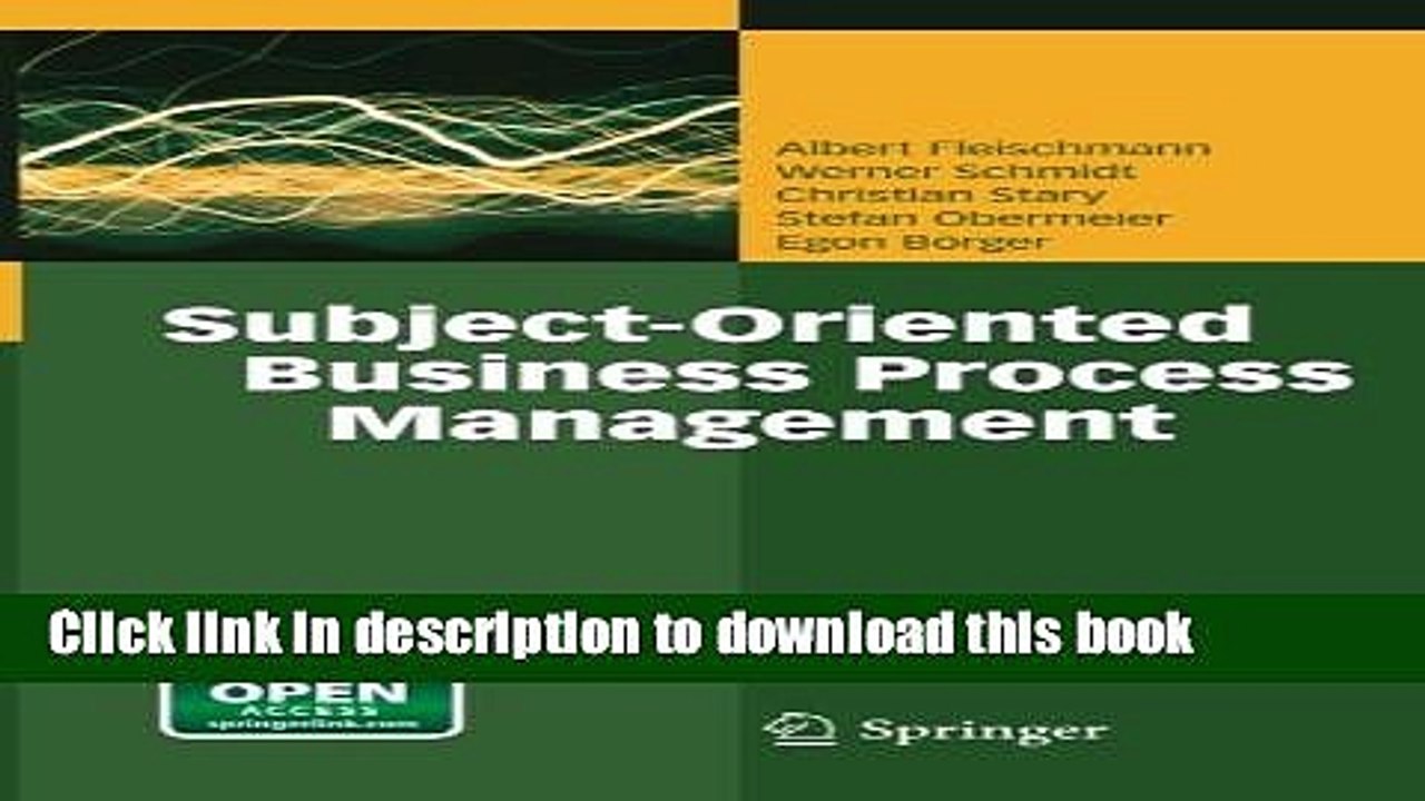 Download Subject-Oriented Business Process Management PDF Free