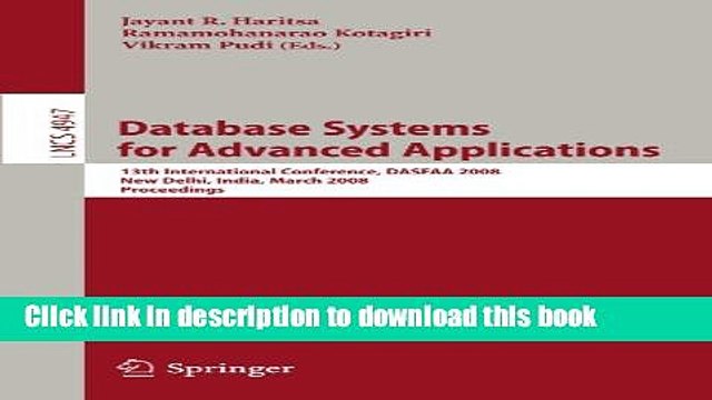 Read Database Systems for Advanced Applications: 13th International Conference, DASFAA 2008, New