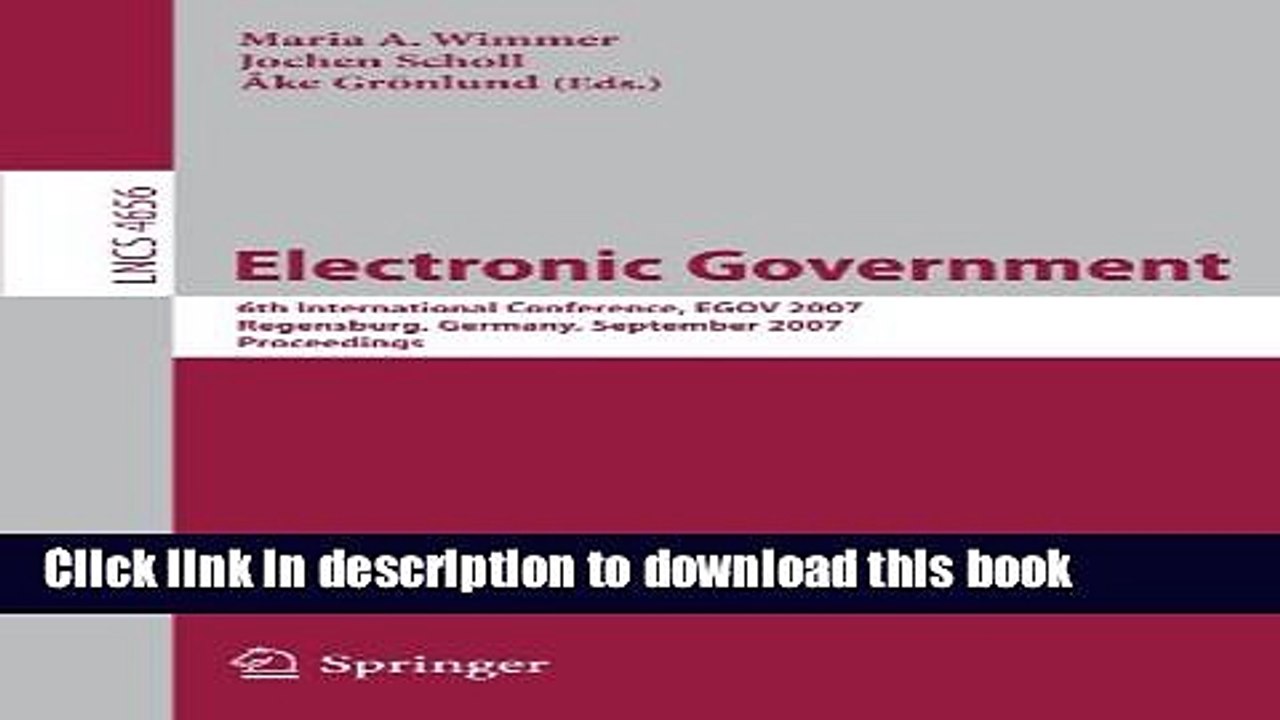 Read Electronic Goverment: 6th International Conference, EGOV 2007, Regensburg, Germany, September