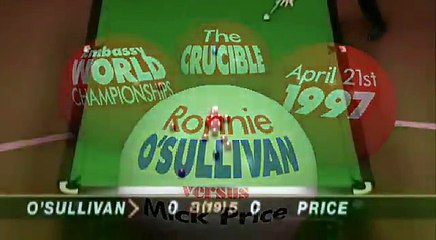 Ronnie O' Sullivan Fastest 147 in History - 5 minutes 20 seconds - 1997 World Championship