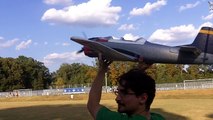 Camera man gets hit by RC plane T-28 Trojan