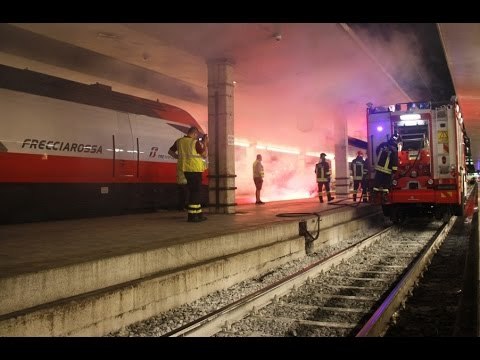 Firenze - Treno in fiamme alla stazione , esercitazione dei Vigili del Fuoco (23.07.16)