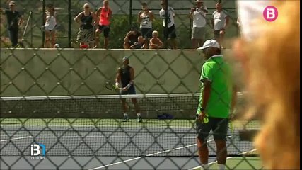 Rafael Nadal and Andy Murray practicing in Manacor. 22/07/2016
