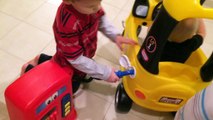 Baby Cab Driver Riding in the Little Tikes Cozy Coupe Cab