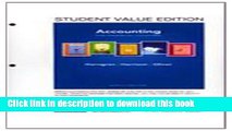 Download Books Accounting, Chapters 1-15 (Financial chapters), Student Value Edition (9th Edition)
