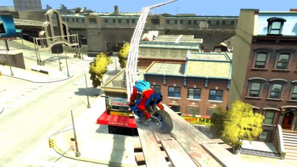 Blue Sport Motorbike & Nursery Rhymes Style Spiderman Children Songs with Action HD (Kids Songs)