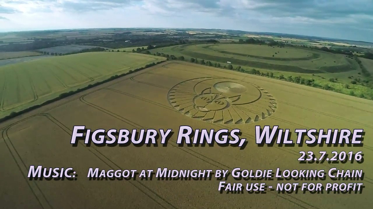 CROP CIRCLE in Figsbury Ring, Firsdown, Wiltshire, UK - July 22, 2016.
