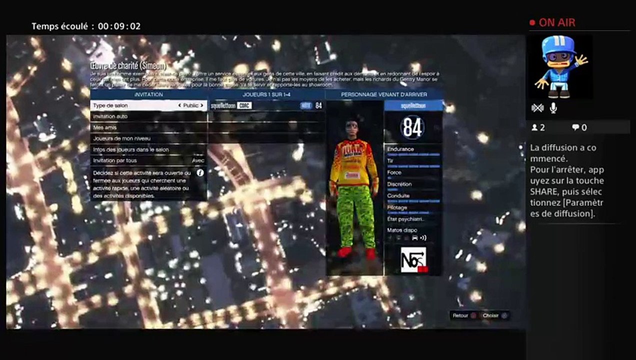 Diffusion PS4 en direct de squellettoon gta 5 oline