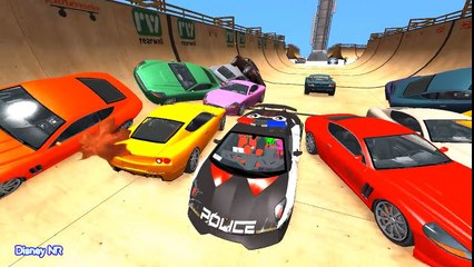 Police Sport Cars Cartoon with Policeman Spiderman Cartoon for Kids and Nursery Rhymes Song