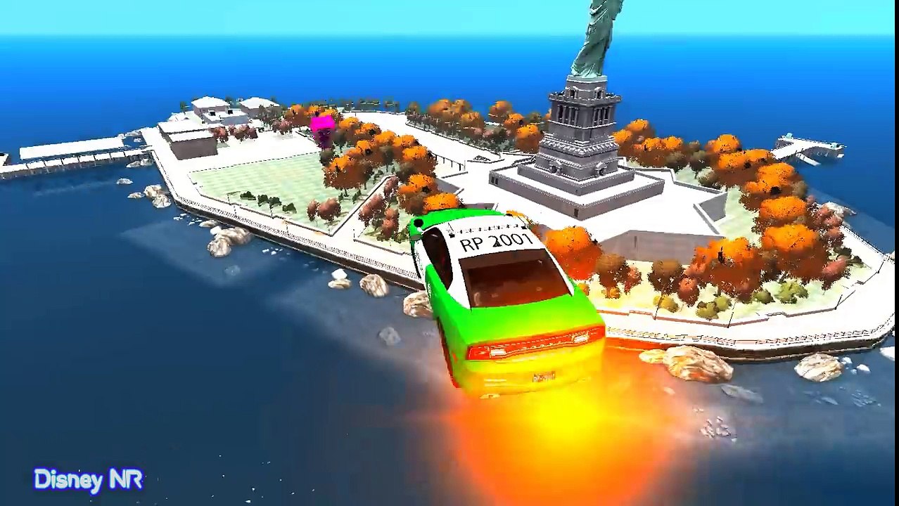 Police Car Cartoon with Spiderman and Lightning McQueen Cars Collection + Nursery Rhymes Kids Songs