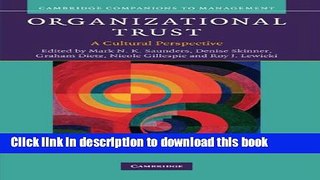 Read Books Organizational Trust: A Cultural Perspective (Cambridge Companions to Management) PDF