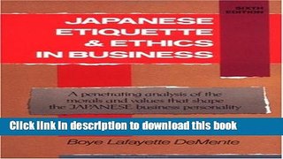 Read Books Japanese Etiquette   Ethics In Business PDF Online
