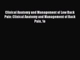 Read Clinical Anatomy and Management of Low Back Pain: Clinical Anatomy and Management of Back