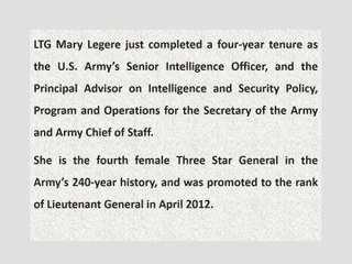 LTG Mary Legere - Intelligence Priorities for the Army and the Nation