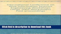 Read Fourth International Conference on Web Information Systems Engineering Workshops: