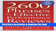Read 2600 Phrases for Effective Performance Reviews: Ready-to-Use Words and Phrases That Really