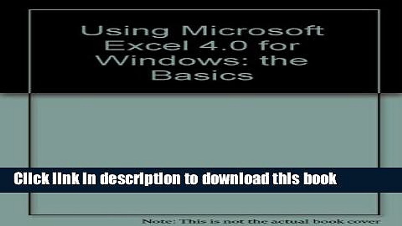 Read Using Microsoft Excel 4.0 for Windows: the Basics Ebook Free