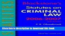 [PDF]  Blackstone s Statutes on Criminal Law 2006-2007  [Read] Online