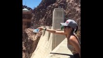 Water dumped from Hoover Dam flows upward