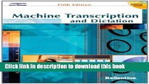 Read Machine Transcription   Dictation (with CD-ROM)  Ebook Online