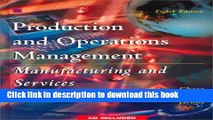 Download Production and Operations Management: Manufacturing and Services (The Irwin/McGraw Hill